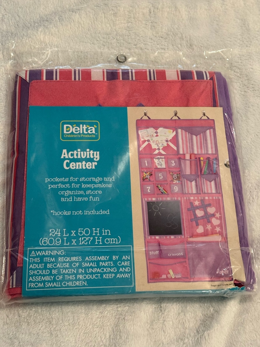 NWT Delta Activity Center 24”x50” Over-the-Door Hook On Organizer - Pink/Purple